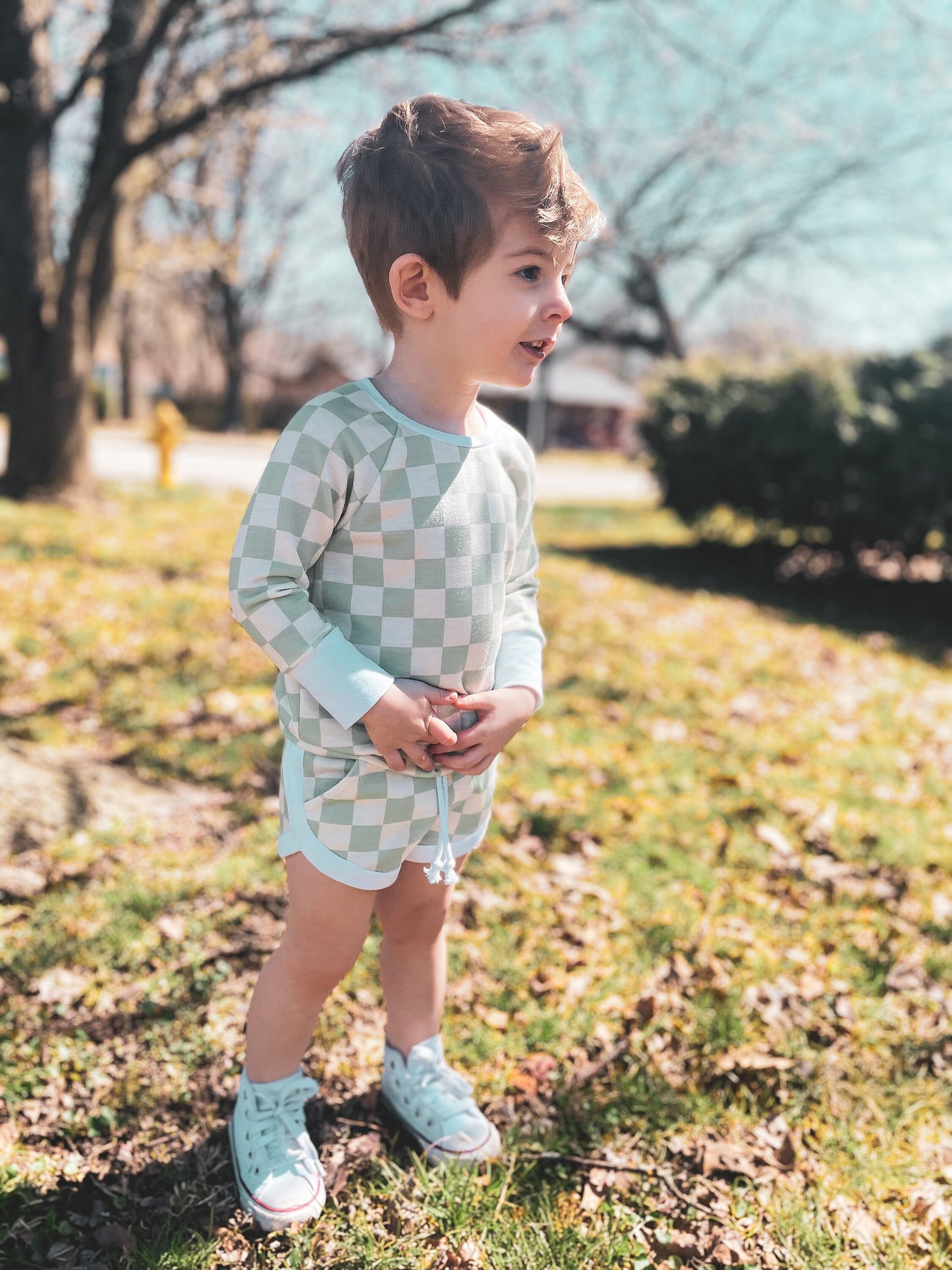 Checker Track Short Sets | Retro Shorts | Checker Shorts | Checker Outfits | Boy Outfits | Pastel Checker Outfits | Boy Shorts | Shorties
