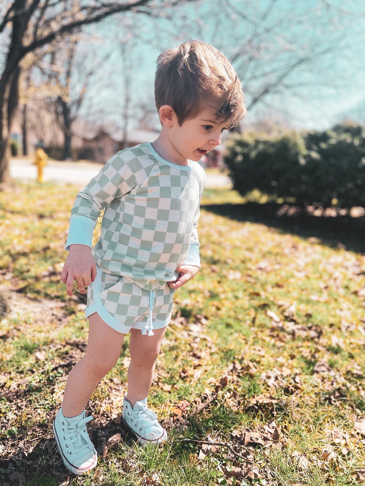 Checker Track Short Sets | Retro Shorts | Checker Shorts | Checker Outfits | Boy Outfits | Pastel Checker Outfits | Boy Shorts | Shorties