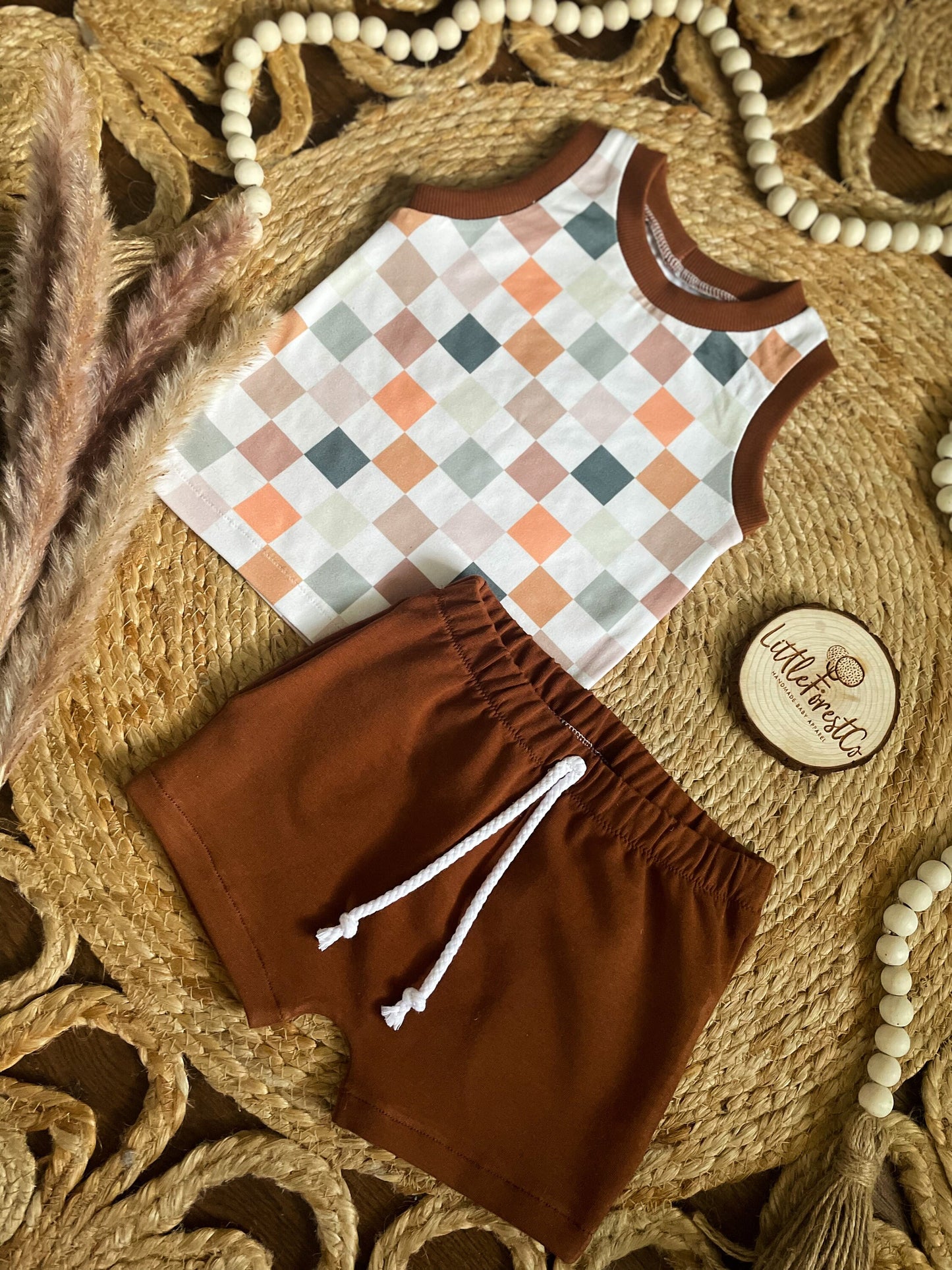 Muted Checker Tank & Play Shorts