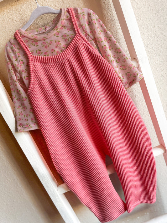 Peachy Rose Waved Rib Indy Romper