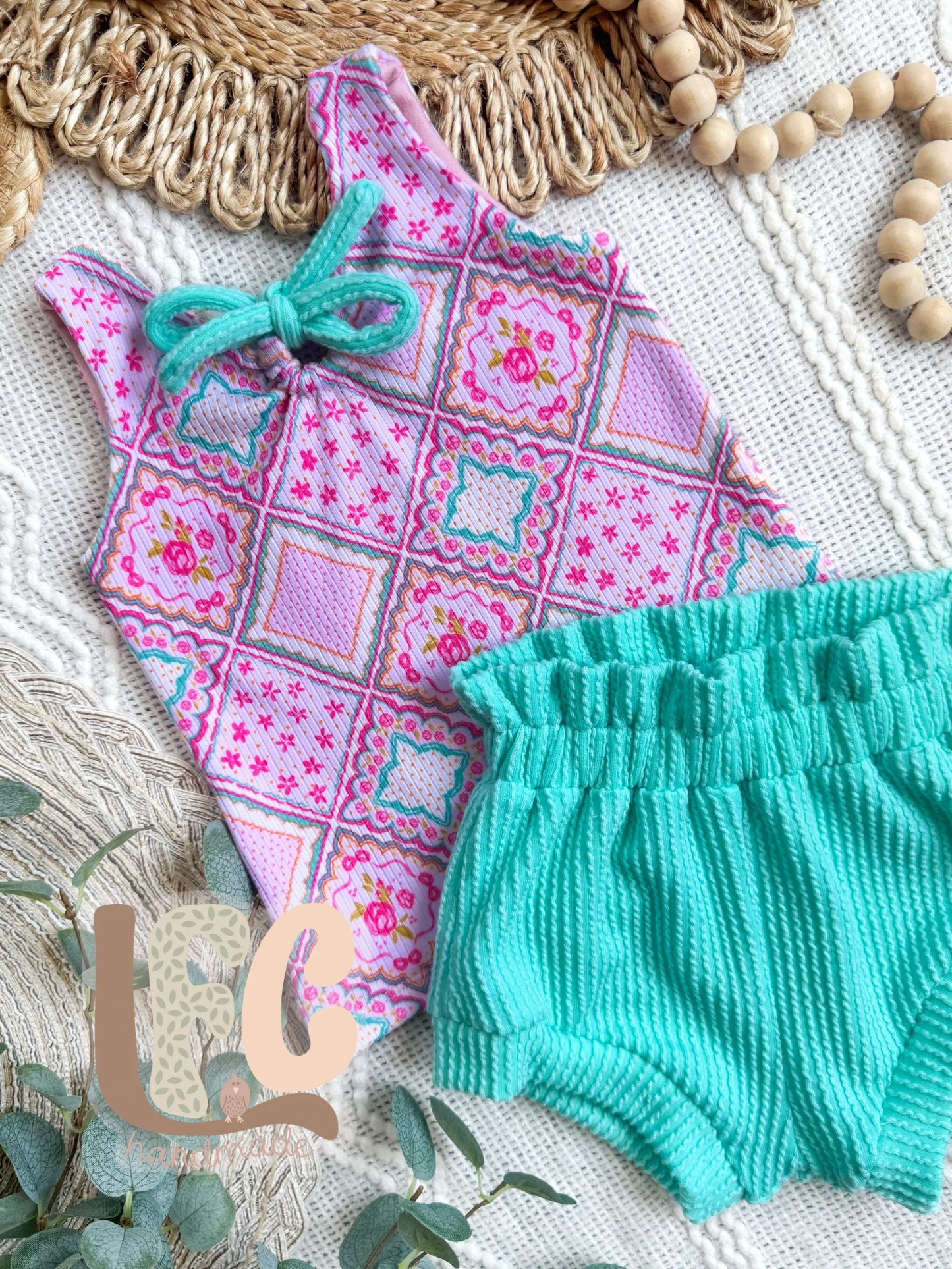 Pink Patchwork Ruthie Tank + Paperbag Shorties