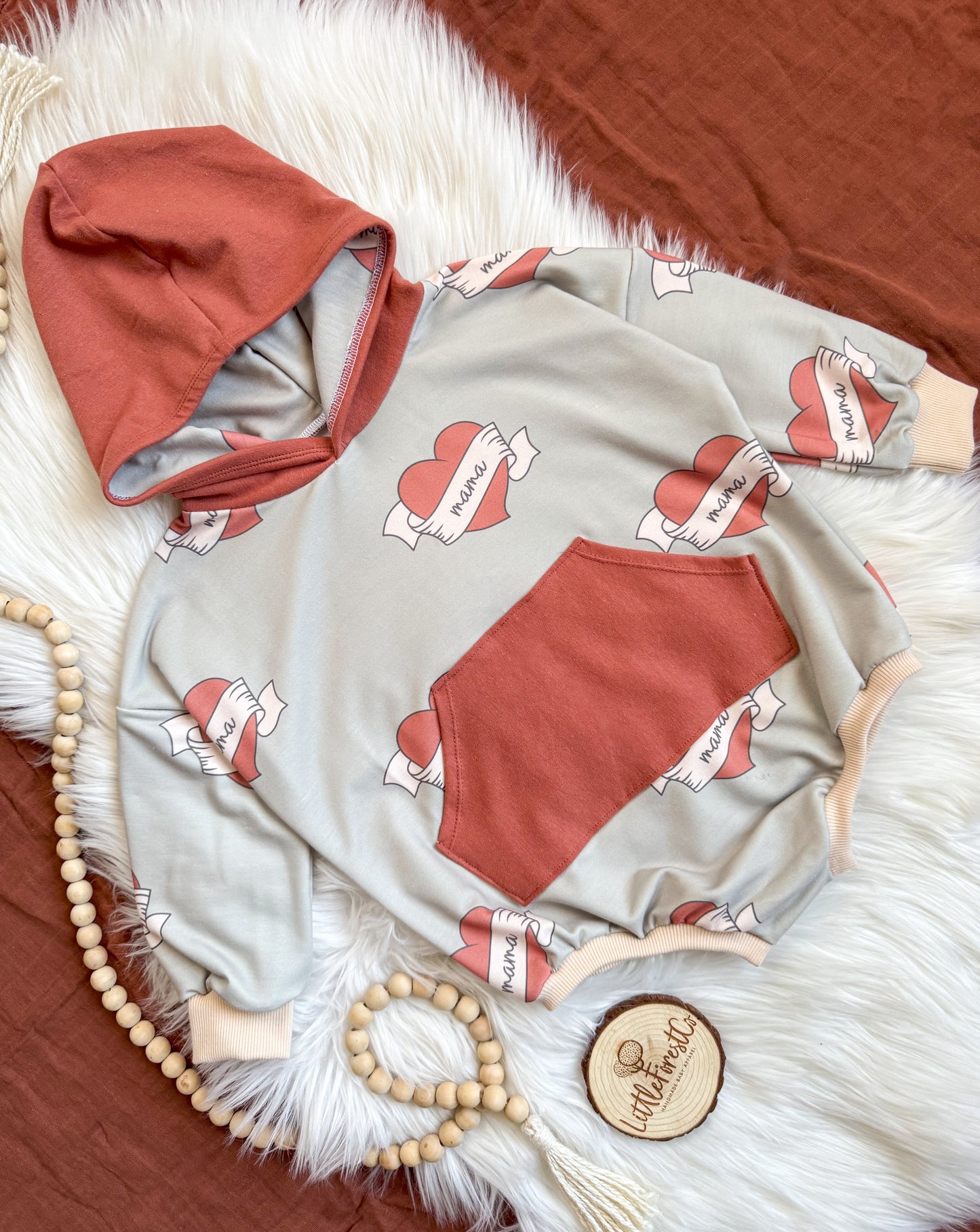 Mamas Little Love Hooded Pocket Romper