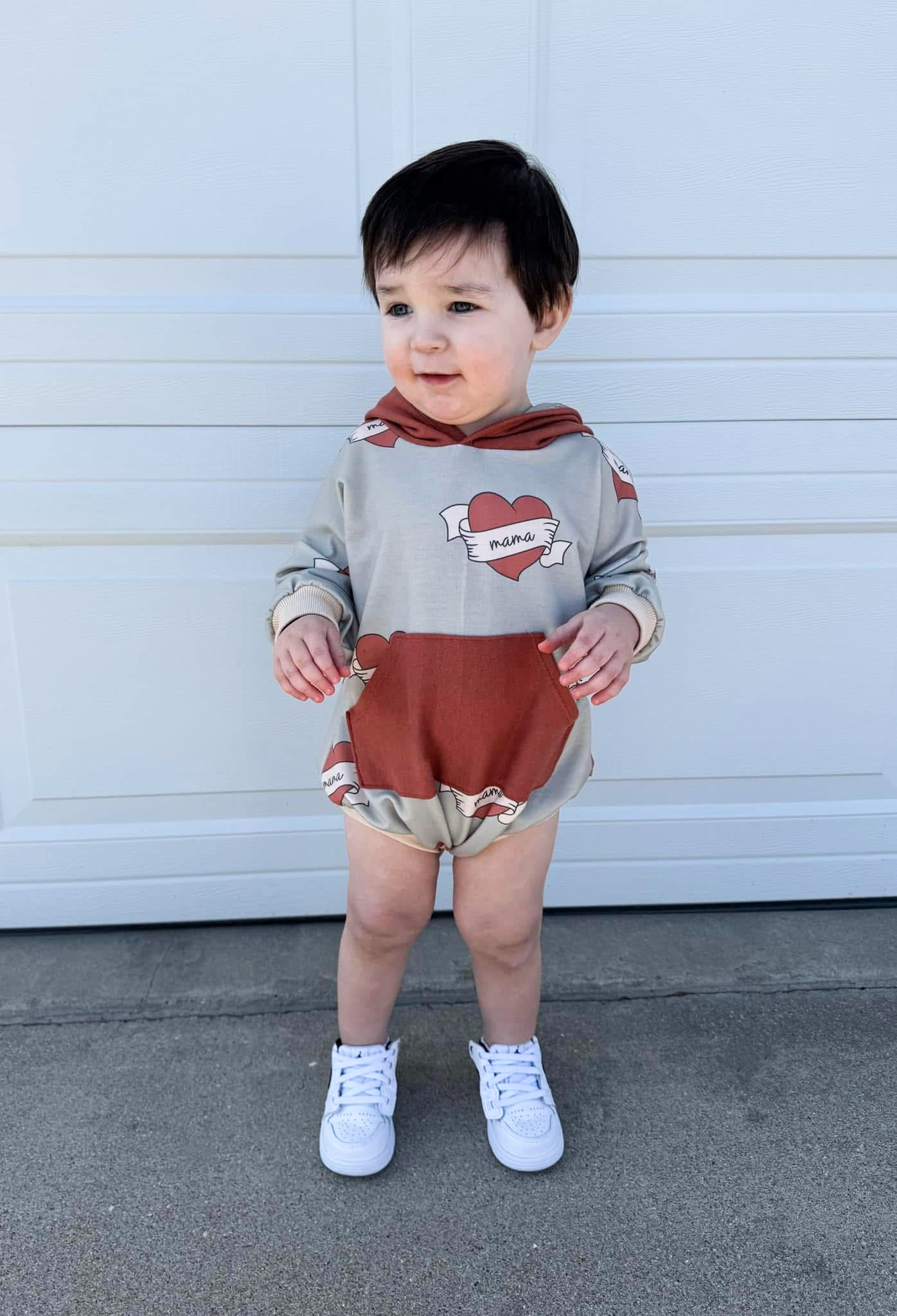 Mamas Little Love Hooded Pocket Romper