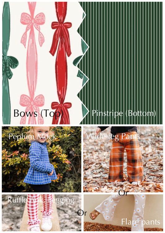 Christmas Ties Mock Peplum + Wide Leg Pants