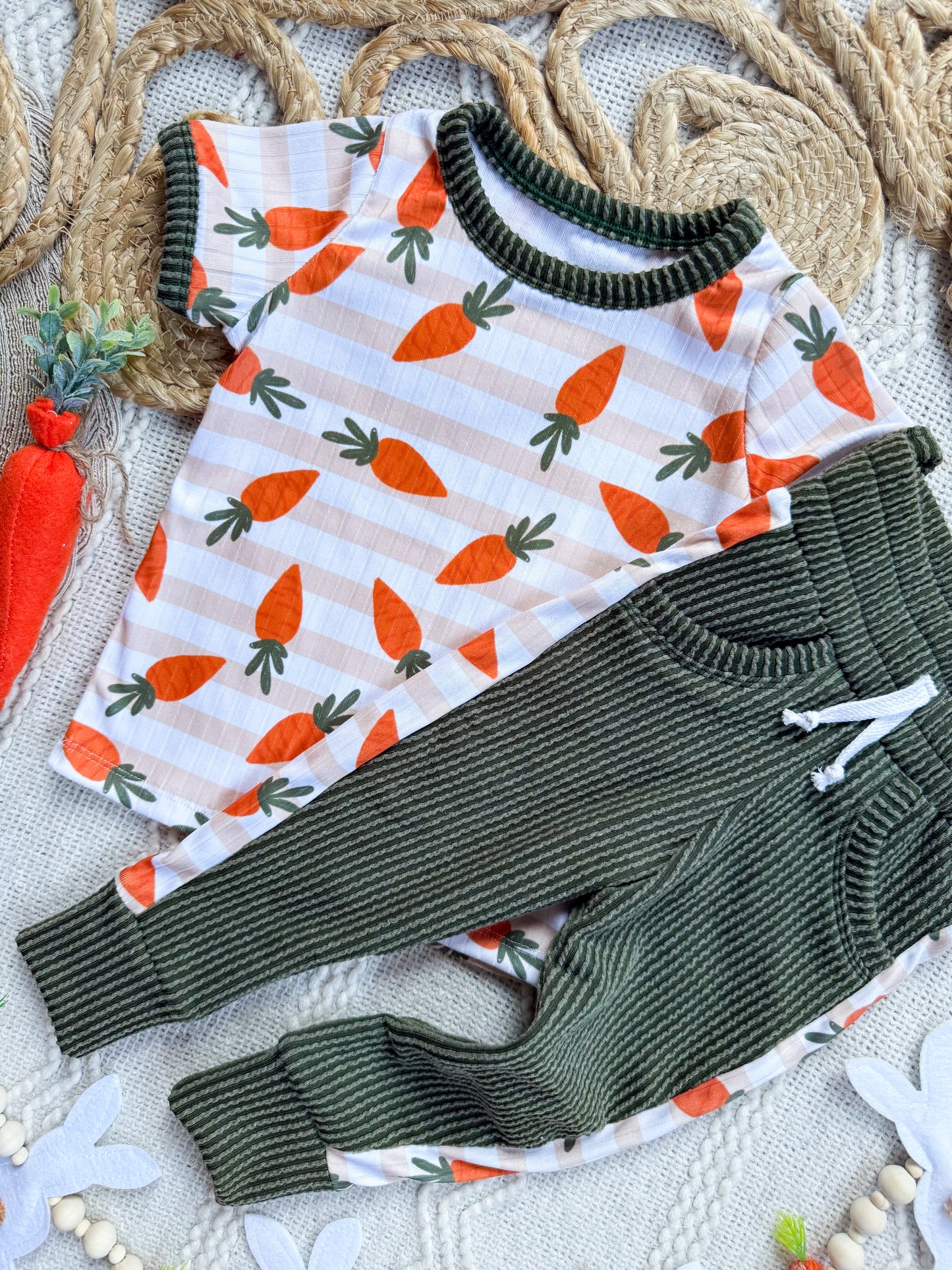 Bunny Snacks Track Tee + Olive Joggers
