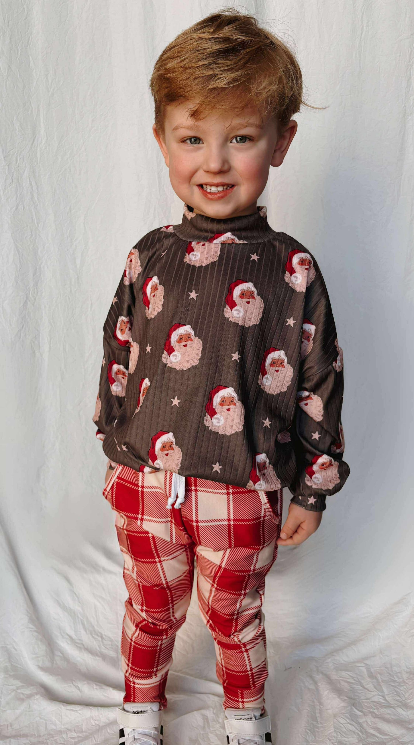 Santa Plaid Oversized Mock Sweater + Pocket Joggers