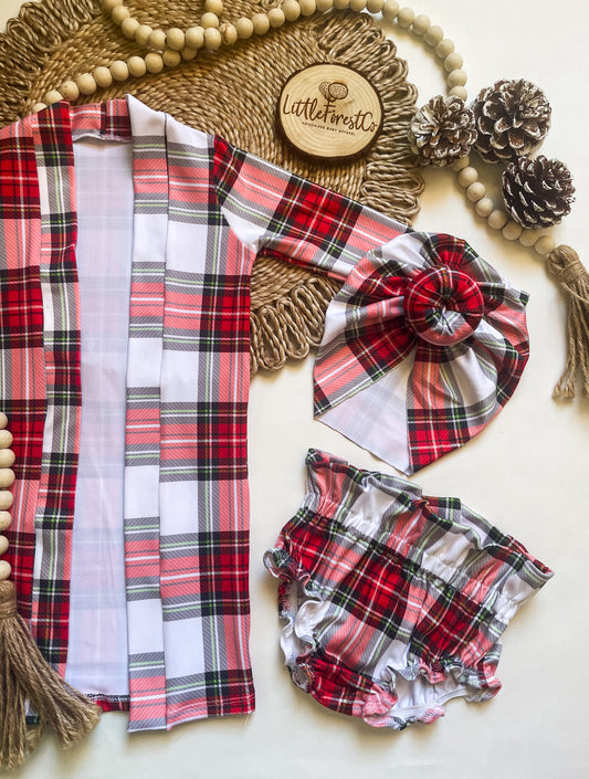 RTS - 3-6m FULL SET, 2T BLOOMERS ONLY Festive Flannel