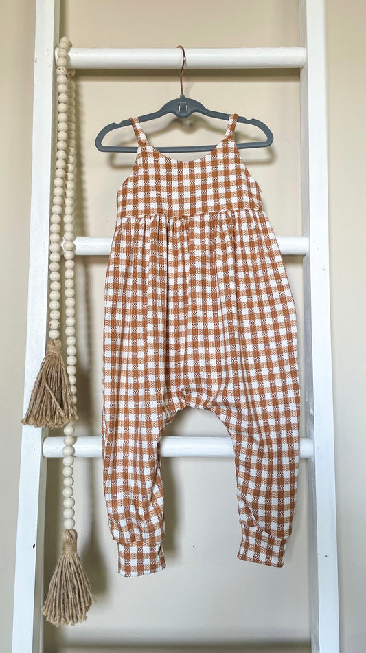 Rust Gingham Jumpsuit