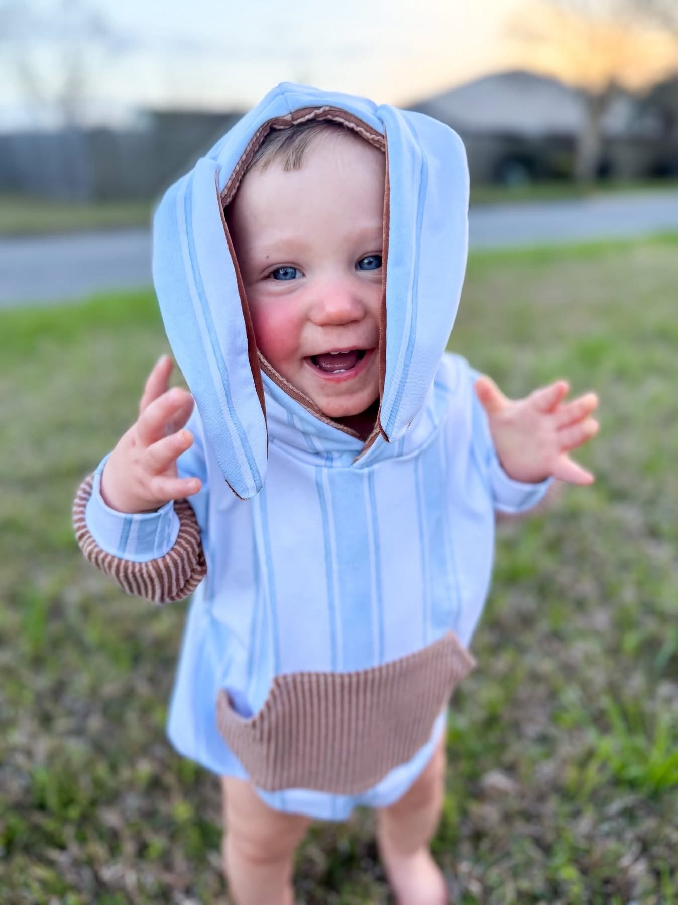 Coastal Stripe Bunny Romper or Pullover