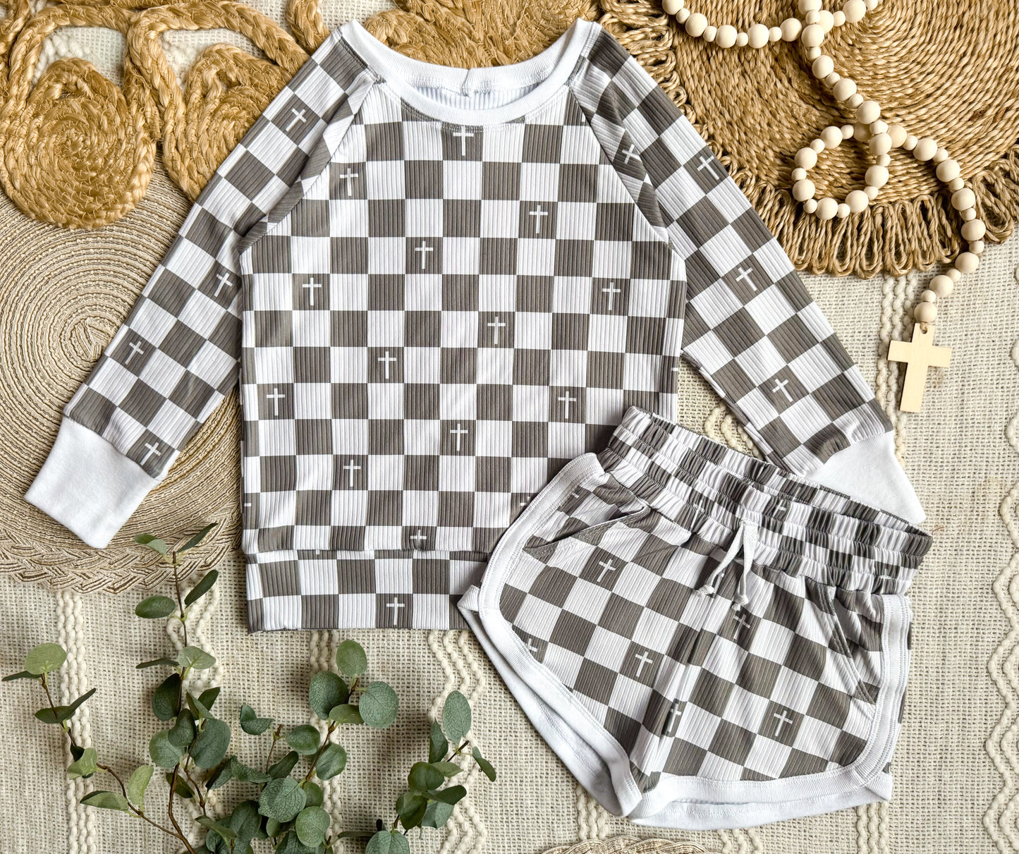 Faithful Checks Raglan Pullover + Retro Track Shorties