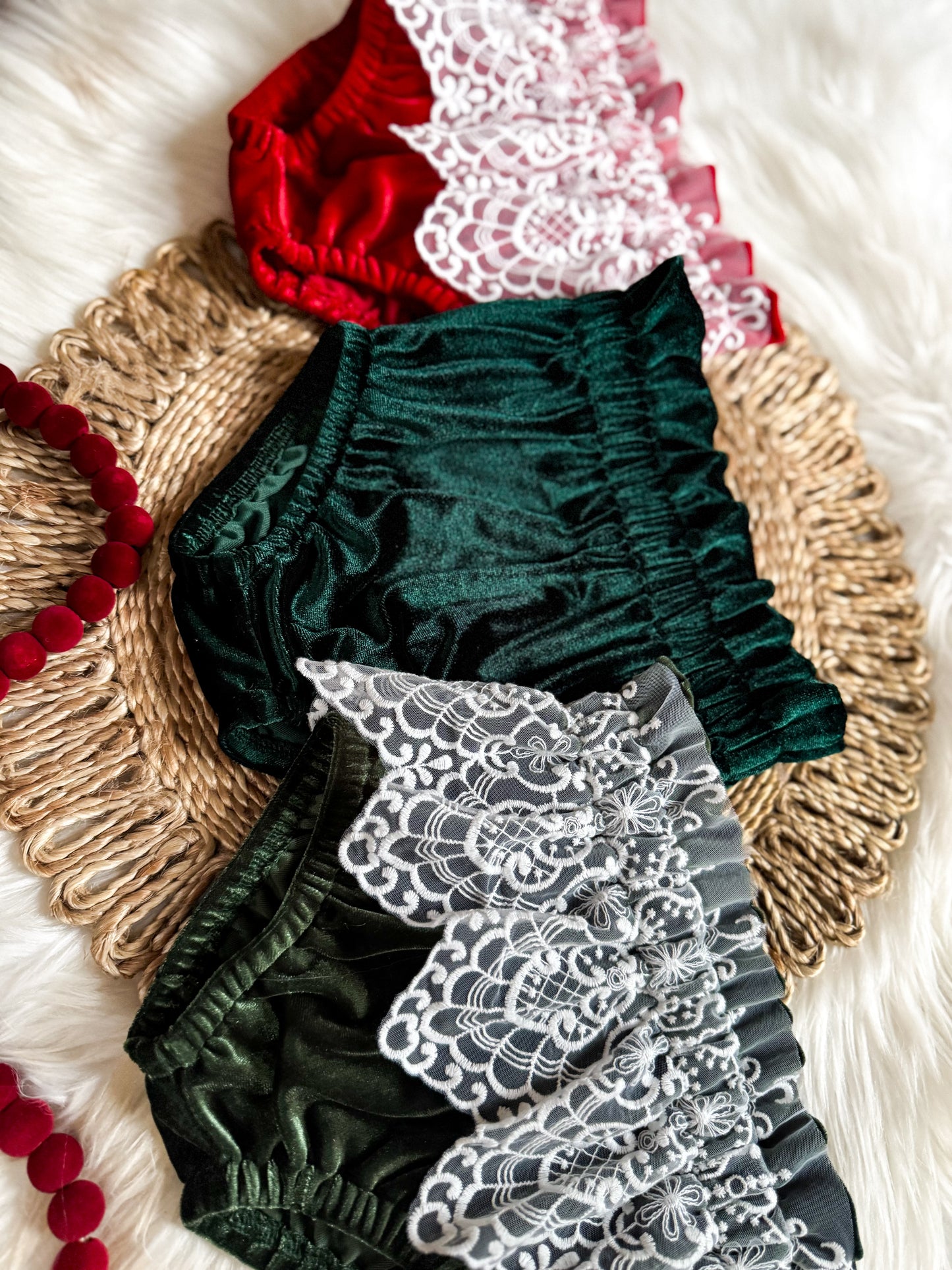 Christmas Bloomies (Optional Lace)