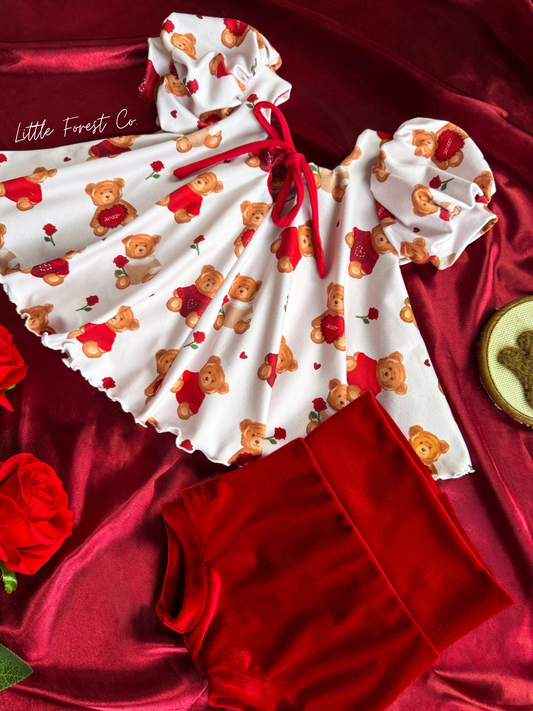 Be Mine Bears Abilene Top + Bummies/Bloomers