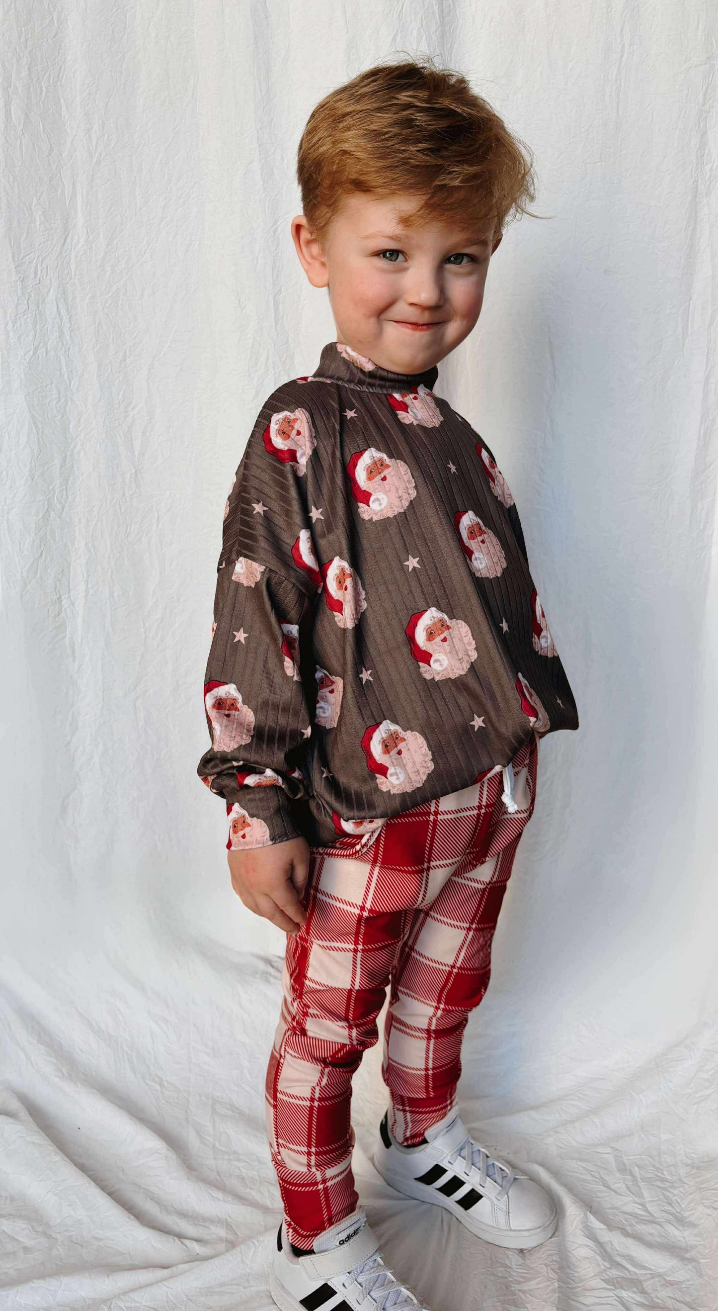 Santa Plaid Oversized Mock Sweater + Pocket Joggers