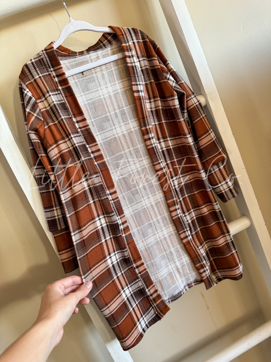 Fall Plaid Duster Cardigan