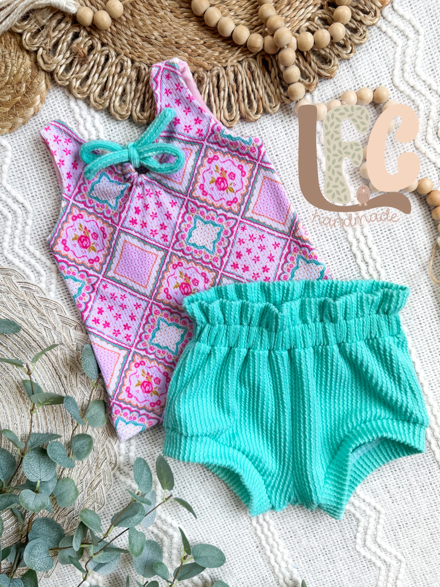 Pink Patchwork Ruthie Tank + Paperbag Shorties