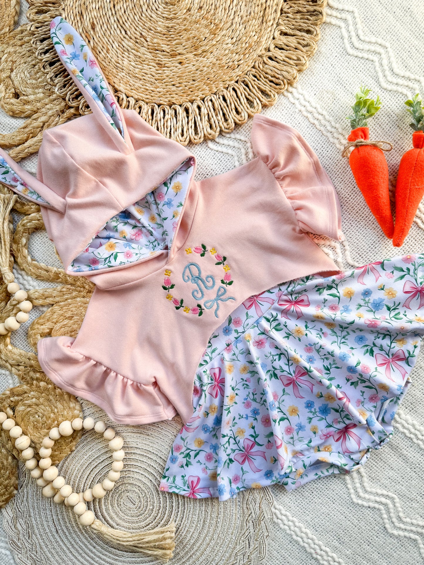 Bunny Ear Honey Top + Pink Ribbon Floral Brielle