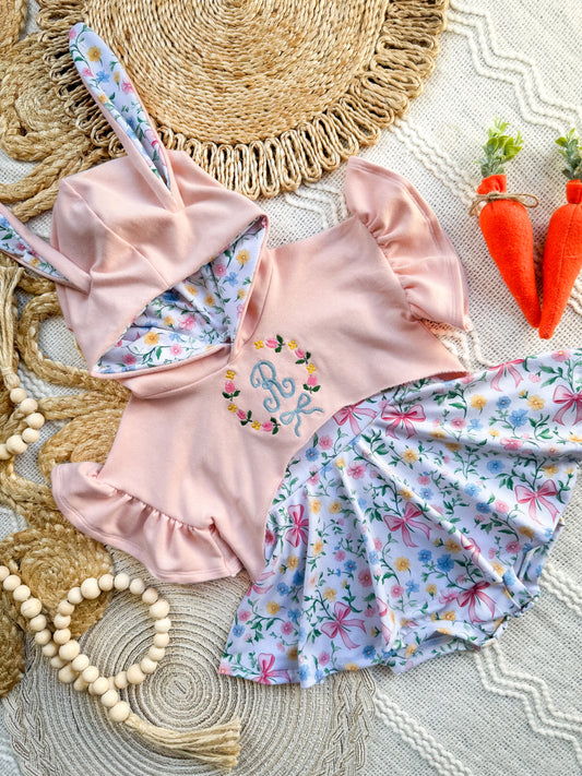 Bunny Ear Honey Top + Pink Ribbon Floral Brielle