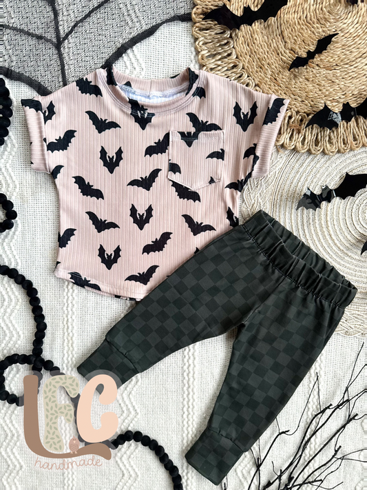 Oh, Bats! Rolled Sleeve Dolman + Rolles Hem Shorts or Joggers