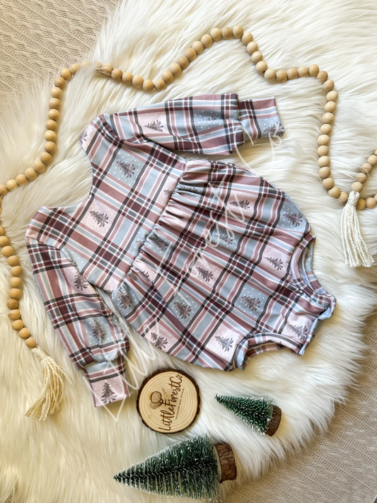 RTS- 6/9m Festive Flannel Gracelynn Romper