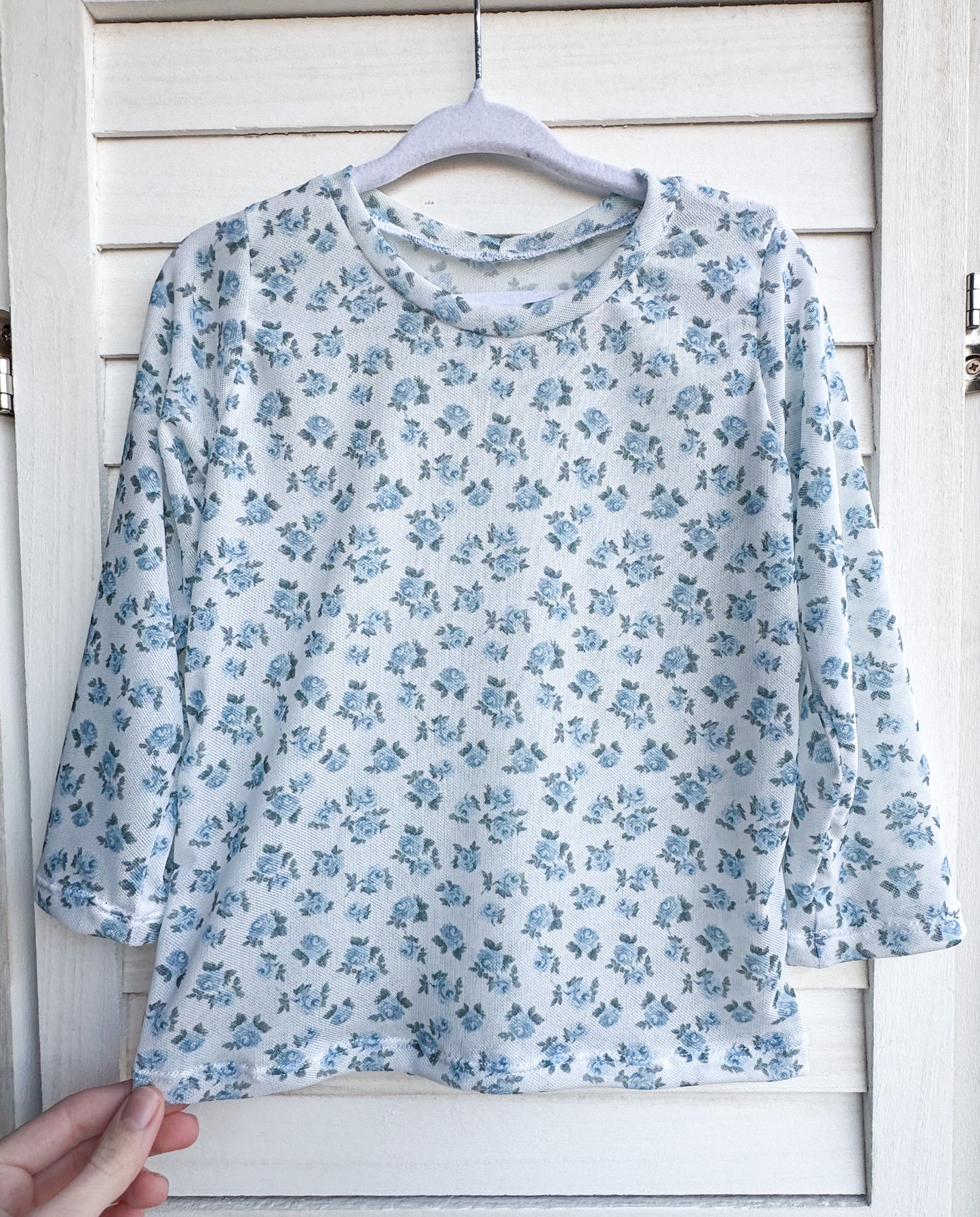 Denim Roses Mesh Top