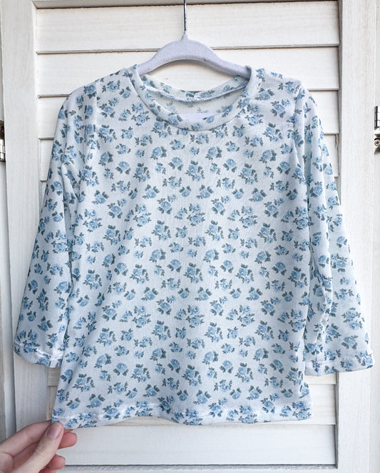 Denim Roses Mesh Top