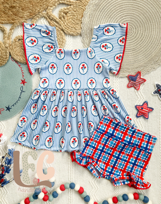 July Blooms Margo Peplum + (Side) Ruffle Bummies