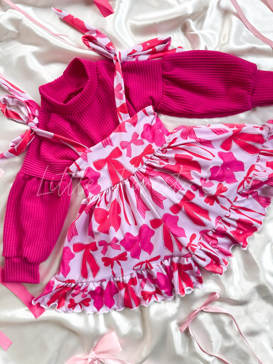 Love Ties Adelaide Ruffle Shorts Jumper & Waved Rib Fuschia Elowen Top