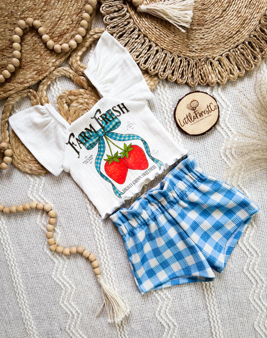 Farm Fresh Strawberry Pointelle Rib Margo & Paper Bag Shorts