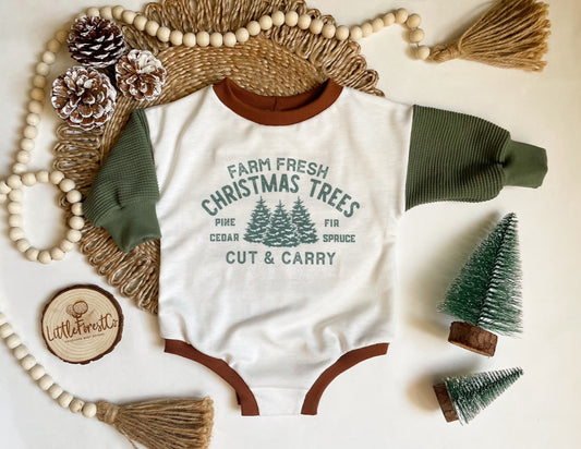 RTS - NB/0-3m Farm Fresh Christmas Trees Romper