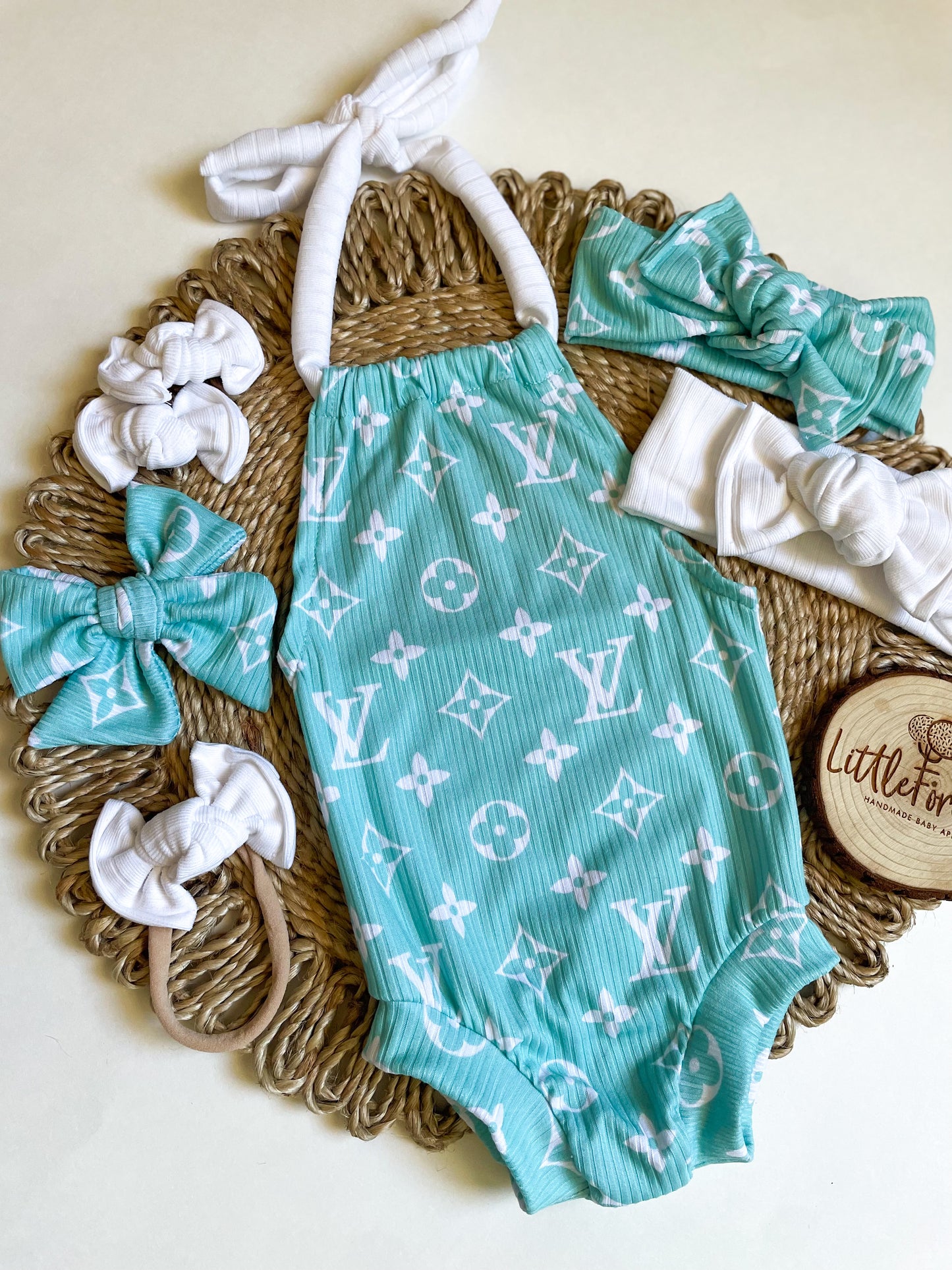 Boujee Blue Halter Romper