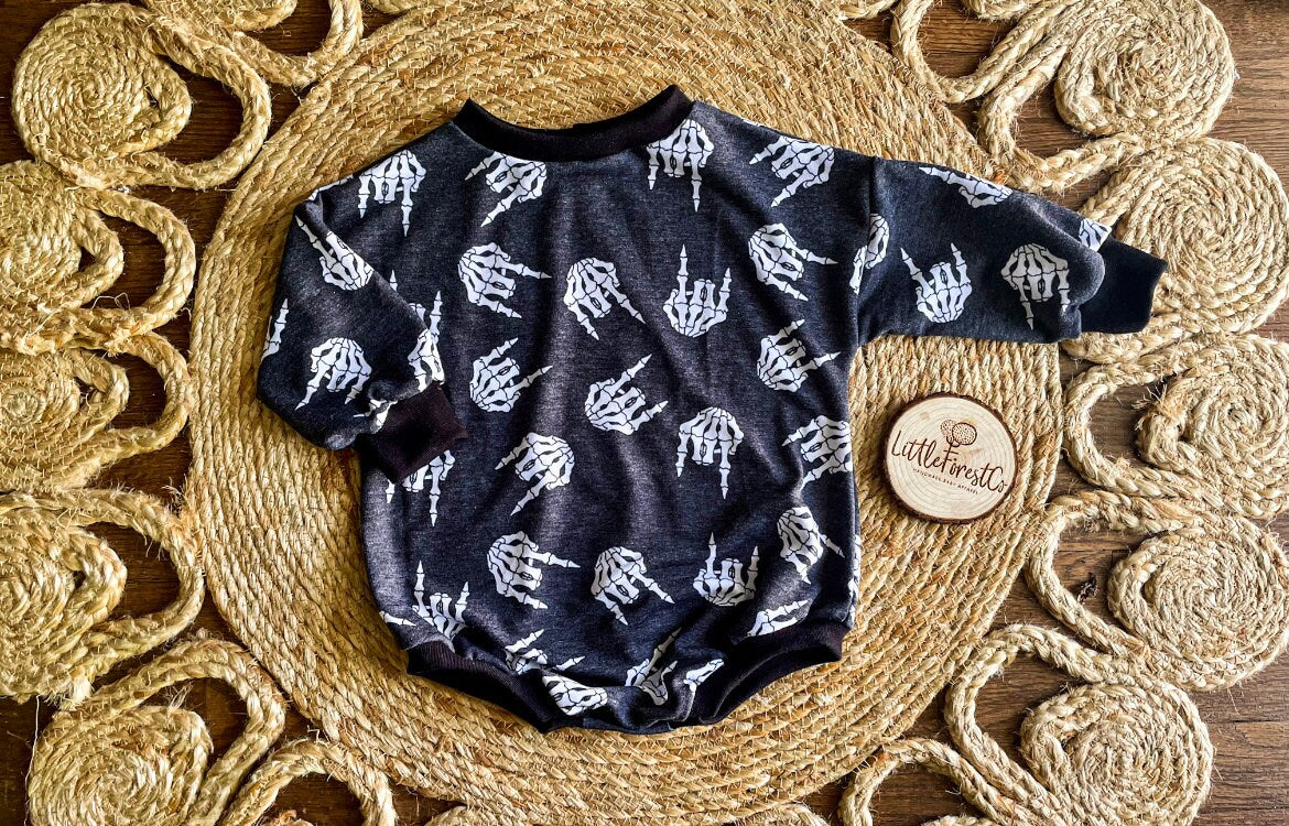 Rocker Skeleton Sweater Romper | Ghost Sweater Romper