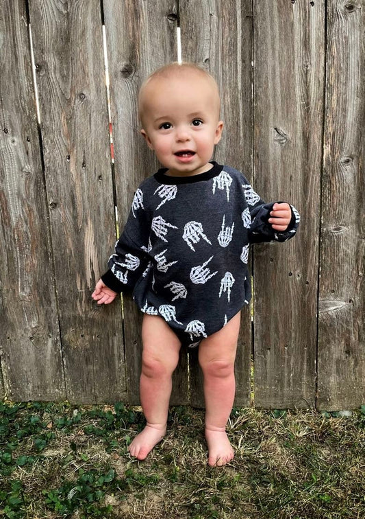 Rocker Skeleton Sweater Romper | Ghost Sweater Romper