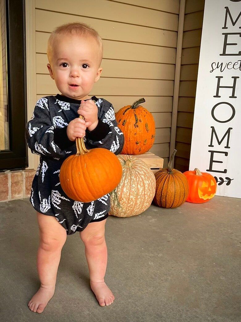 Rocker Skeleton Sweater Romper | Ghost Sweater Romper