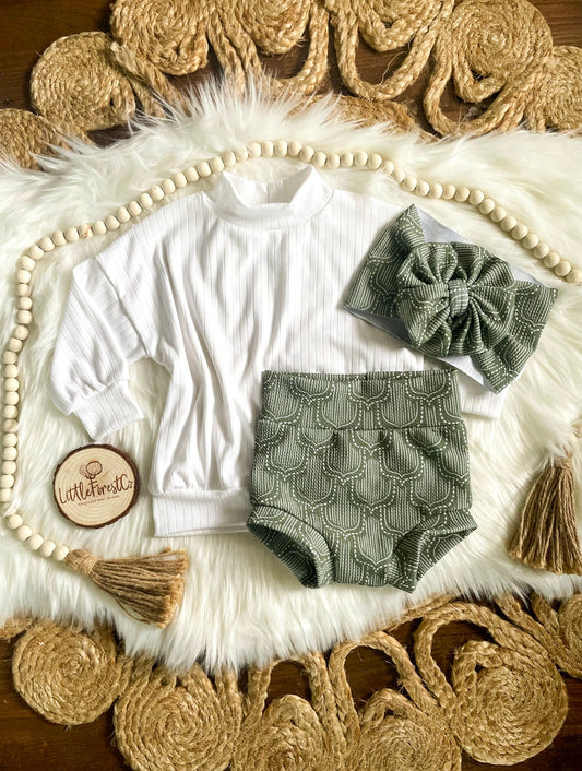 Boho Bummies & Messy Wrap Set | Boho Outfit | Oversized Sweater | Spring Outfits | Bloomers | Diaper Cover | Boho Outfit | Boho Bow