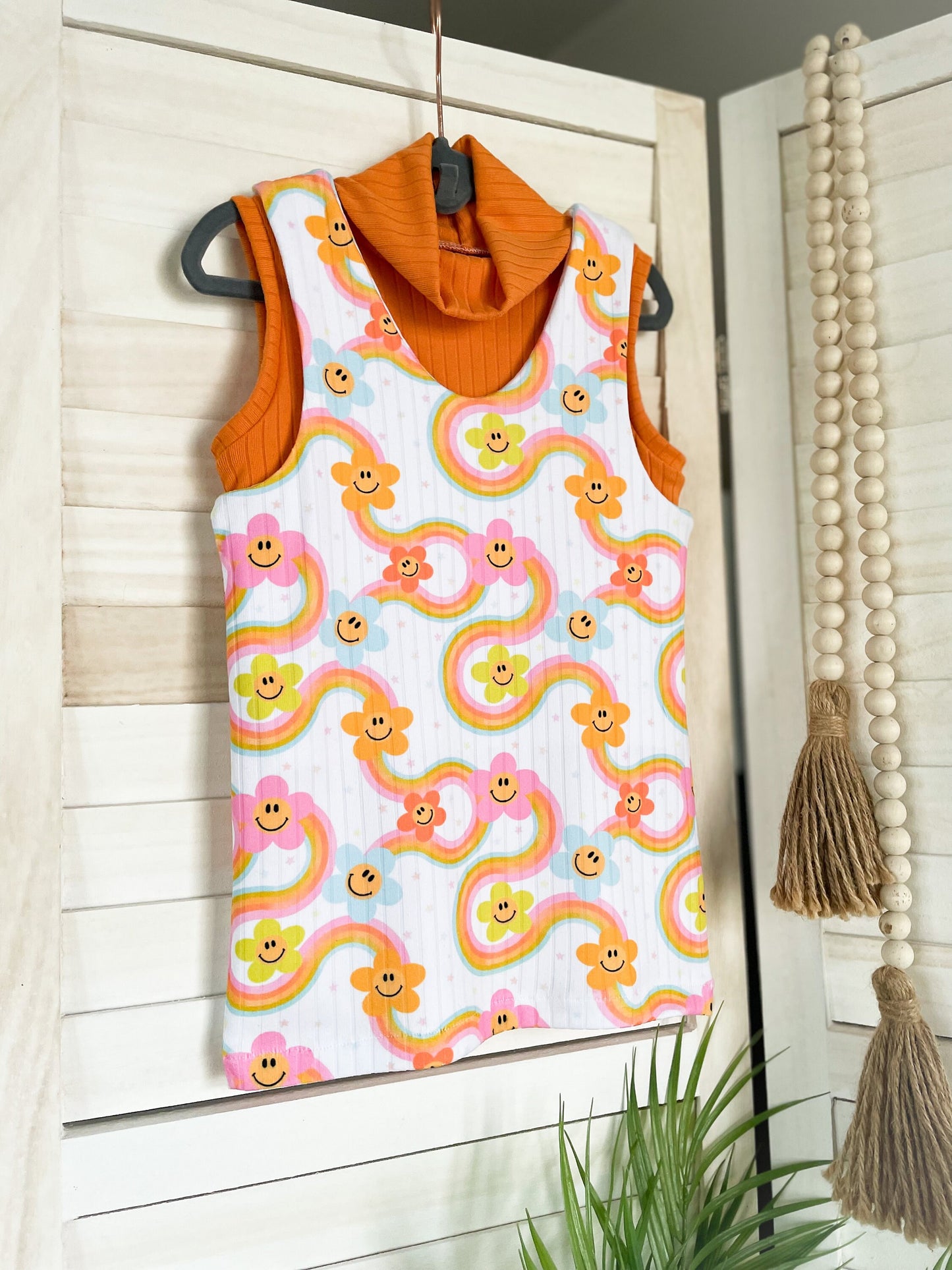 Groovy Flower Tank Dress & Orange High Neck Tank