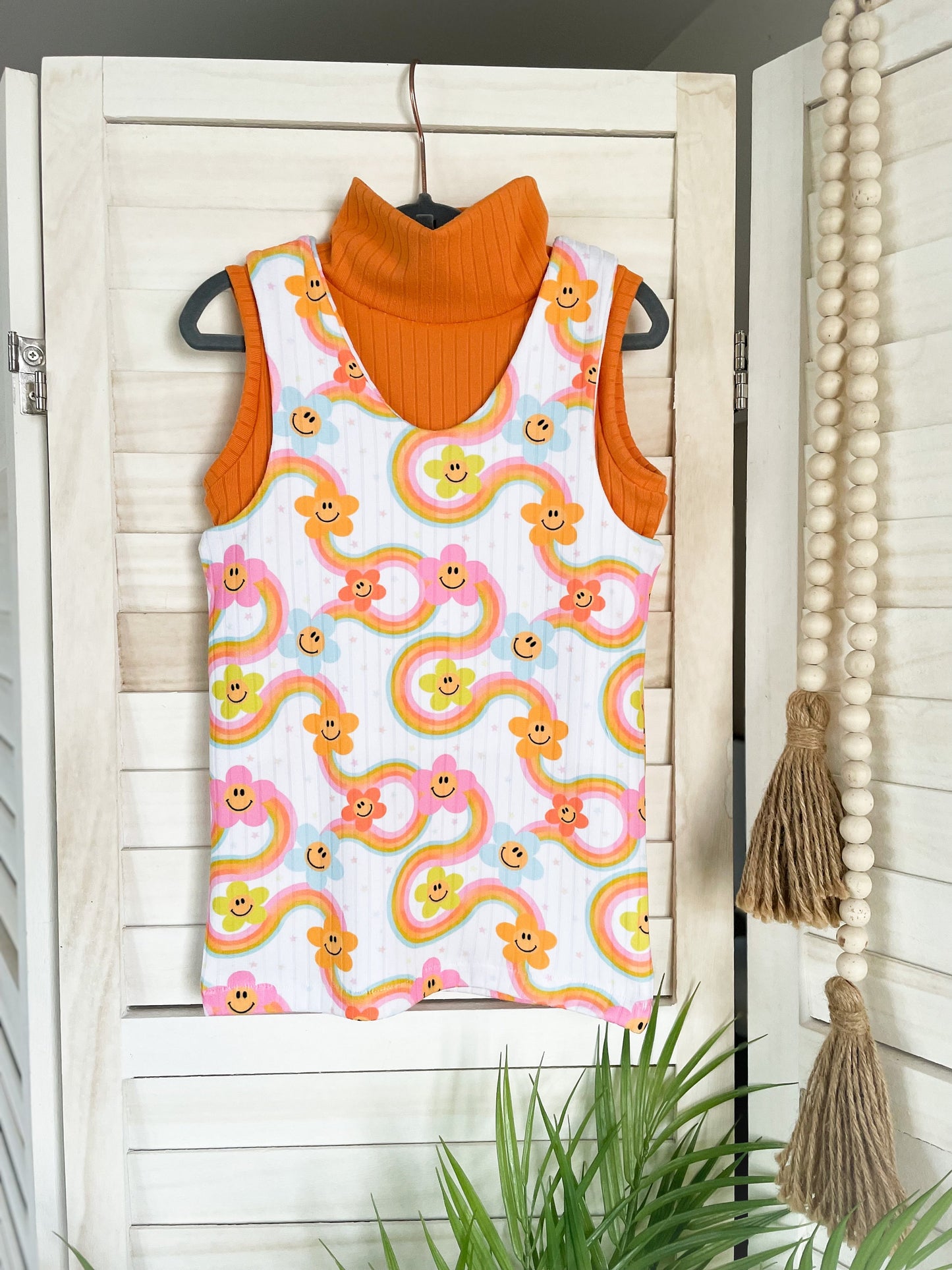 Groovy Flower Tank Dress & Orange High Neck Tank