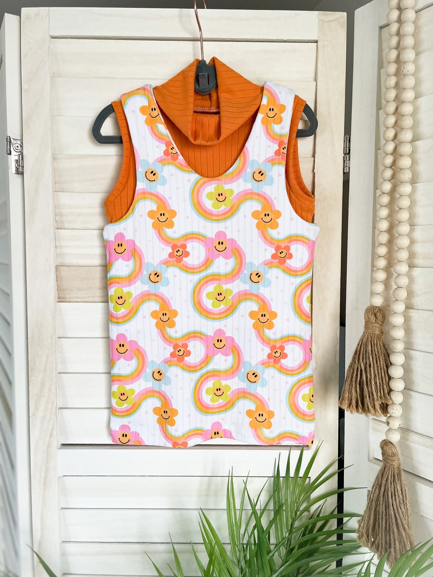 Groovy Flower Tank Dress & Orange High Neck Tank